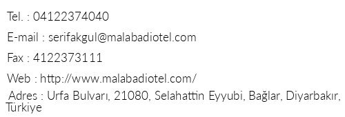 Malabadi Hotel telefon numaralar, faks, e-mail, posta adresi ve iletiim bilgileri